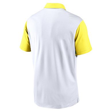 Men's Nike White/Yellow Oregon Ducks Athletic Prep Alt Logo Vapor Performance Polo
