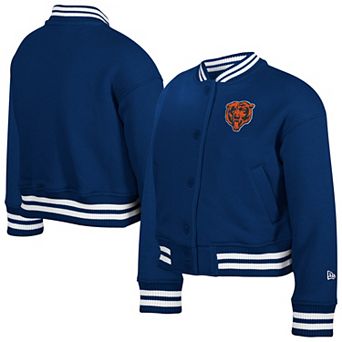 Youth New Era Navy Chicago Bears Chenille Applique Fleece Full-Snap Jacket