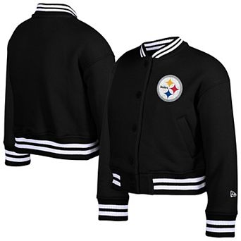 Youth New Era Black Pittsburgh Steelers Chenille Applique Fleece Full-Snap Jacket