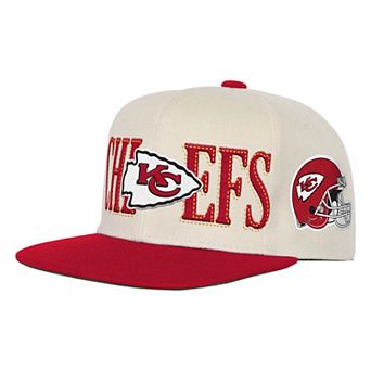 Youth Mitchell & Ness Cream/Red Kansas City Chiefs Across the Board Vintage Snapback Hat
