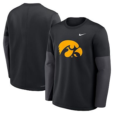 Men's Nike Black Iowa Hawkeyes 2025 Sideline Coach Performance Long Sleeve T-Shirt
