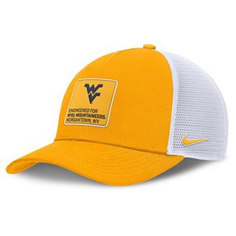Men's Nike Gold/White West Virginia Mountaineers 2025 On-Field Rise Engineered Trucker Adjustable Hat