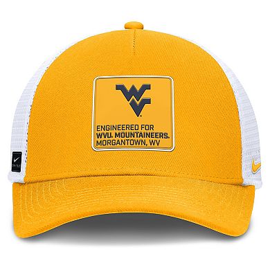 Men's Nike Gold/White West Virginia Mountaineers 2025 On-Field Rise Engineered Trucker Adjustable Hat