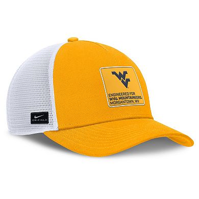 Men's Nike Gold/White West Virginia Mountaineers 2025 On-Field Rise Engineered Trucker Adjustable Hat