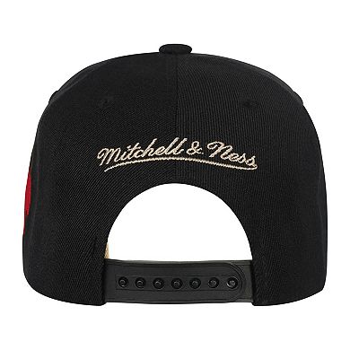 Youth Mitchell & Ness Black Buffalo Bills Cream Team Script Snapback Hat