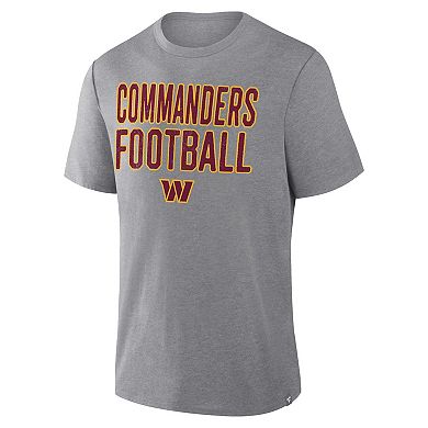 Men's Fanatics Heather Gray Washington Commanders First Down Tribute Tri-Blend T-Shirt