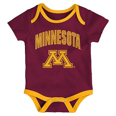 Newborn & Infant Outerstuff Minnesota Golden Gophers Three-Pack All Day Play Bodysuit Set