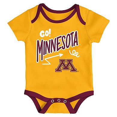 Newborn & Infant Outerstuff Minnesota Golden Gophers Three-Pack All Day Play Bodysuit Set