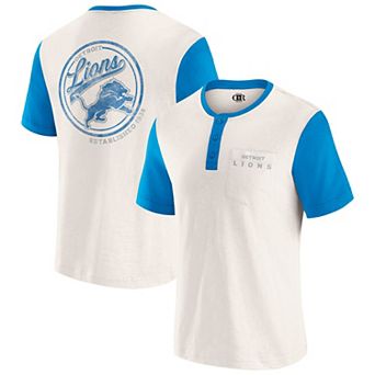Men's Darius Rucker Collection by Fanatics Cream Detroit Lions Henley Colorblock Slub Pocket T-Shirt