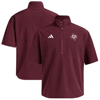 Men's adidas Maroon Texas A&M Aggies Woven Quarter-Zip Short Sleeve Pullover