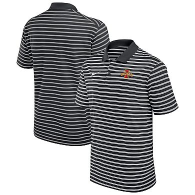 Men's Nike Black Iowa State Cyclones Victory Stripe Performance Polo