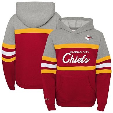 Youth Mitchell & Ness Red Kansas City Chiefs Throwback Head Coach Pullover Hoodie