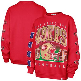 Women's '47 Scarlet San Francisco 49ers Go Big Oversized Pullover Sweatshirt