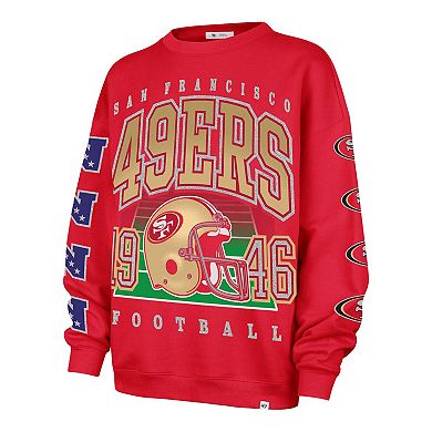 Women's '47 Scarlet San Francisco 49ers Go Big Oversized Pullover Sweatshirt