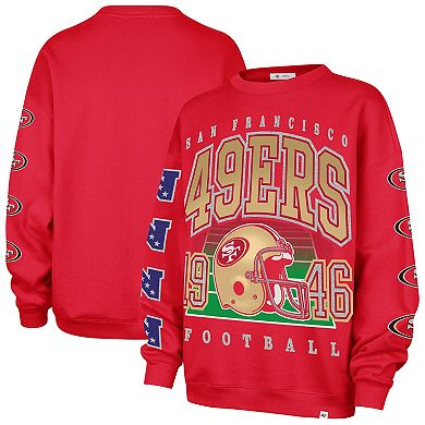 Women's '47 Scarlet San Francisco 49ers Go Big Oversized Pullover Sweatshirt