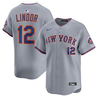 Men's Nike Francisco Lindor Gray New York Mets Road Limited Player Jersey