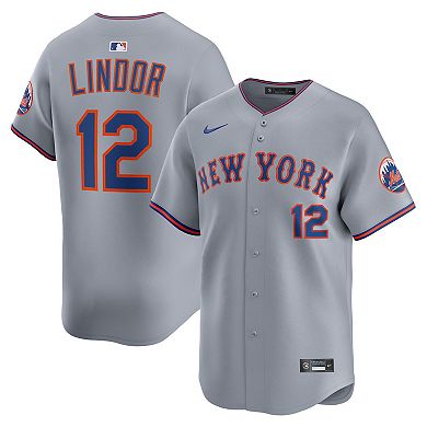 Men's Nike Francisco Lindor Gray New York Mets Road Limited Player Jersey