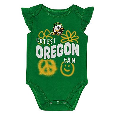 Girl's Newborn and Infant Outerstuff Green/Yellow Oregon Ducks Little Sunshine Two-Piece Bodysuit Set