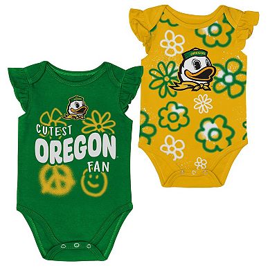 Girl's Newborn and Infant Outerstuff Green/Yellow Oregon Ducks Little Sunshine Two-Piece Bodysuit Set