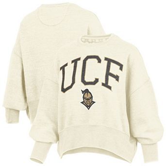 Women's Pressbox Natural UCF Knights Oversized Waist-Length Crewneck Sweatshirt