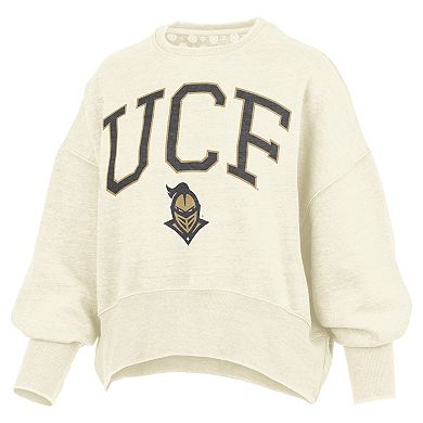 Women's Pressbox Natural UCF Knights Oversized Waist-Length Crewneck Sweatshirt