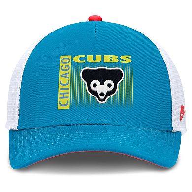 Men's Nike Teal Chicago Cubs Neon 90s Rise Structured Performance Adjustable Trucker Hat