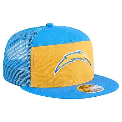 Men's New Era Gold/Powder Blue Los Angeles Chargers Outdoor Split Panel 9FIFTY Snapback Hat