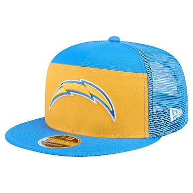 Men's New Era Gold/Powder Blue Los Angeles Chargers Outdoor Split Panel 9FIFTY Snapback Hat