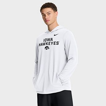 Men's Nike White Iowa Hawkeyes 2025 Sideline Performance Long Sleeve Hoodie T-Shirt