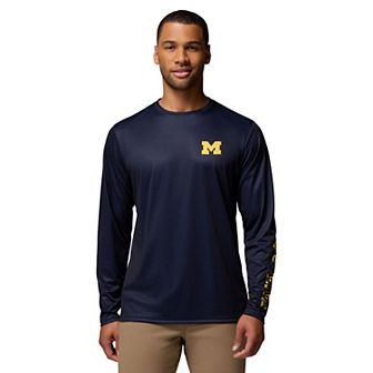 Men's Columbia Navy Michigan Wolverines PHG Terminal Shot 3-Hit Long Sleeve T-Shirt