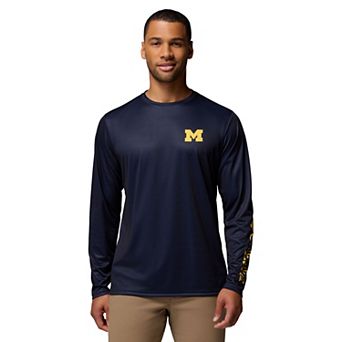 Men's Columbia Navy Michigan Wolverines PHG Terminal Shot 3-Hit Long Sleeve T-Shirt