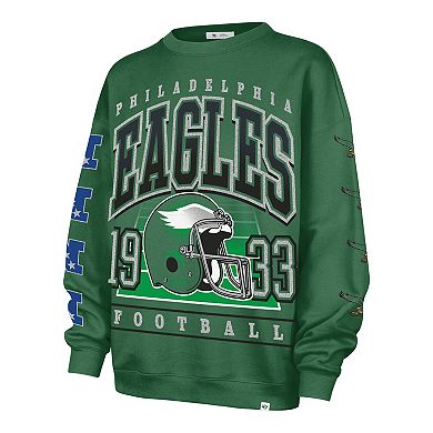 Women's '47 Kelly Green Philadelphia Eagles Go Big Oversized Pullover Sweatshirt