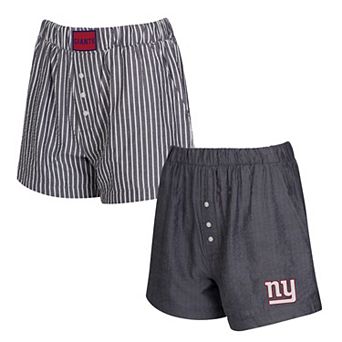 Women's Concepts Sport Black New York Giants Two-Pack Stripes and Solids Boxer Shorts Set