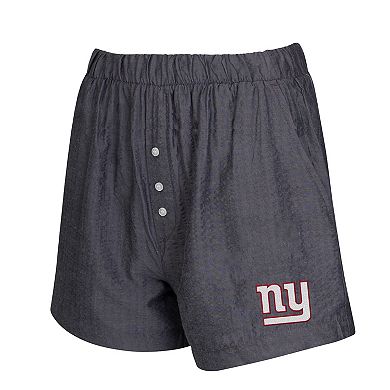 Women's Concepts Sport Black New York Giants Two-Pack Stripes and Solids Boxer Shorts Set