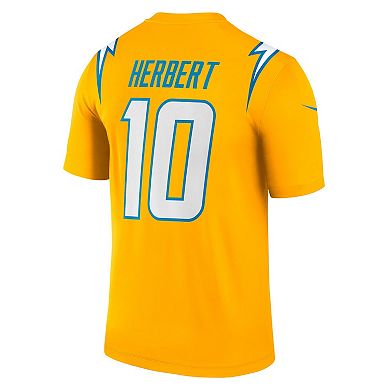 Men's Nike Justin Herbert Gold Los Angeles Chargers Alternate Charger Power Legend Player Performance Top