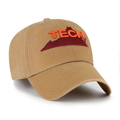 Men's '47 Tan Virginia Tech Hokies Vault Clean Up Adjustable Hat