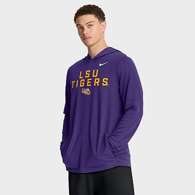 Men's Nike Purple LSU Tigers 2025 Sideline Dri-FIT Long Sleeve Hoodie T-Shirt