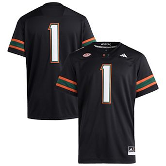 Men's adidas #1 Black Miami Hurricanes Premier Jersey