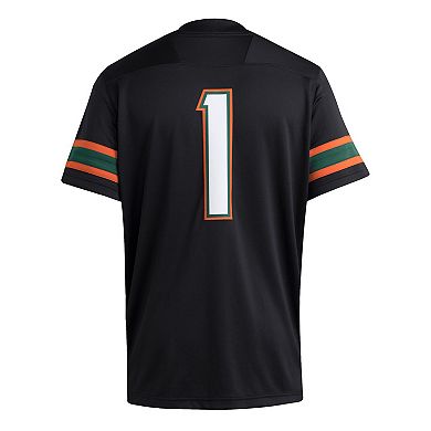 Men's adidas #1 Black Miami Hurricanes Premier Jersey