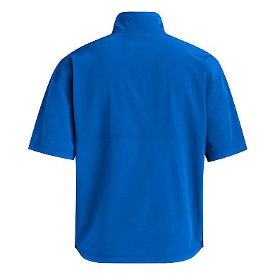 Men's adidas Royal Kansas Jayhawks Woven Quarter-Zip Short Sleeve Pullover