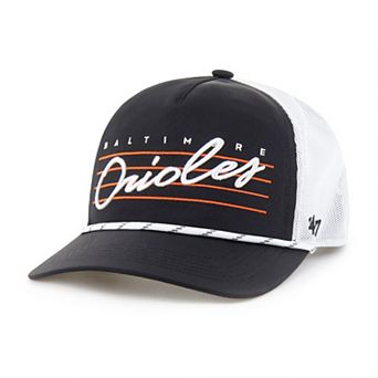 Men's '47 Black Baltimore Orioles Brrr Downburst Mesh Hitch Adjustable Hat
