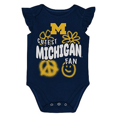 Girl's Newborn and Infant Outerstuff Navy/Maize Michigan Wolverines Little Sunshine Two-Piece Bodysuit Set