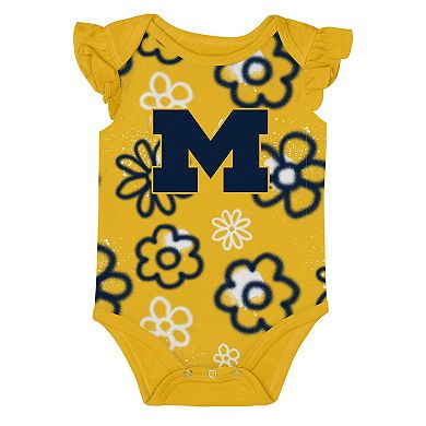 Girl's Newborn and Infant Outerstuff Navy/Maize Michigan Wolverines Little Sunshine Two-Piece Bodysuit Set