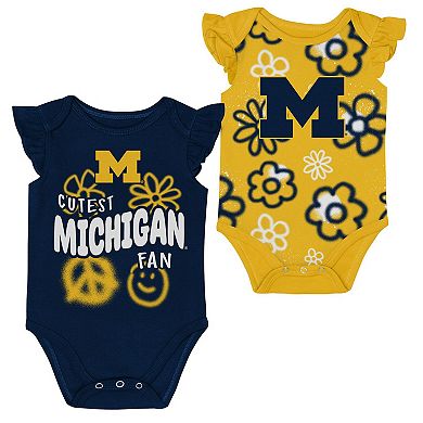 Girl's Newborn and Infant Outerstuff Navy/Maize Michigan Wolverines Little Sunshine Two-Piece Bodysuit Set
