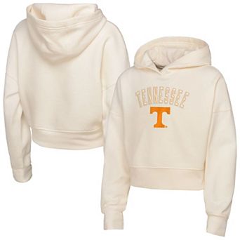 Girl's Youth Outerstuff Cream Tennessee Volunteers Oversized Blitz Cropped Pullover Hoodie