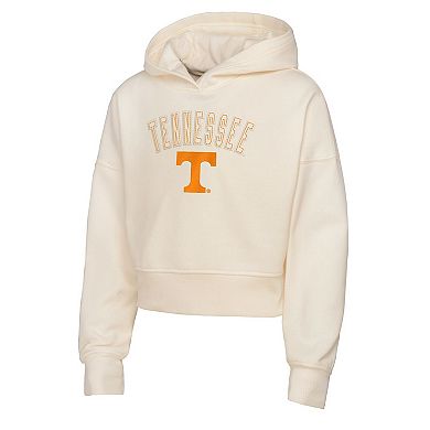 Girl's Youth Outerstuff Cream Tennessee Volunteers Oversized Blitz Cropped Pullover Hoodie