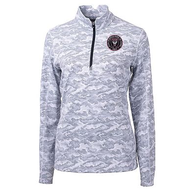 Women's Cutter & Buck Charcoal Inter Miami CF Traverse Stretch Eco Camo Print Quarter-Zip Pullover Top