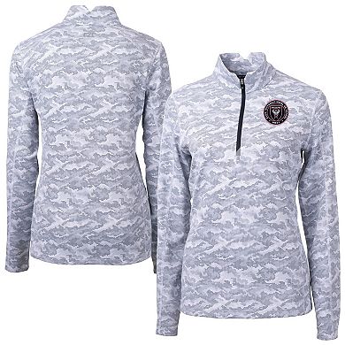 Women's Cutter & Buck Charcoal Inter Miami CF Traverse Stretch Eco Camo Print Quarter-Zip Pullover Top