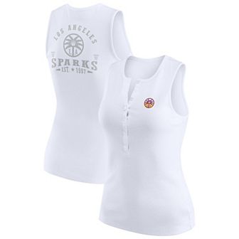 Women's WEAR by Erin Andrews White Los Angeles Sparks Rib-Knit Henley Tank Top
