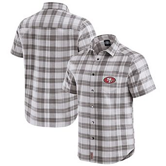 Men's Darius Rucker Collection by Fanatics Gray San Francisco 49ers Team Plaid Short Sleeve Full-Snap Shirt
